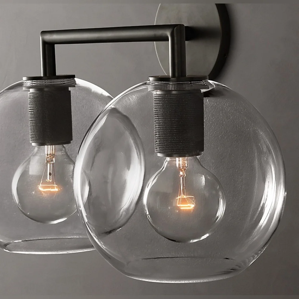Restoration Hardware Utilitaire Globe Shade Double Sconce